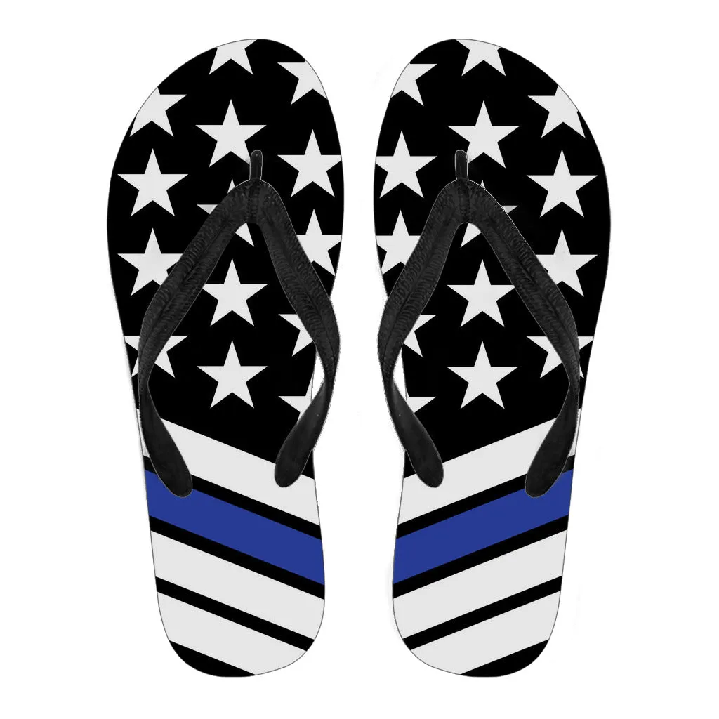 Thin Blue Line Flag - Men's Flip Flops 1