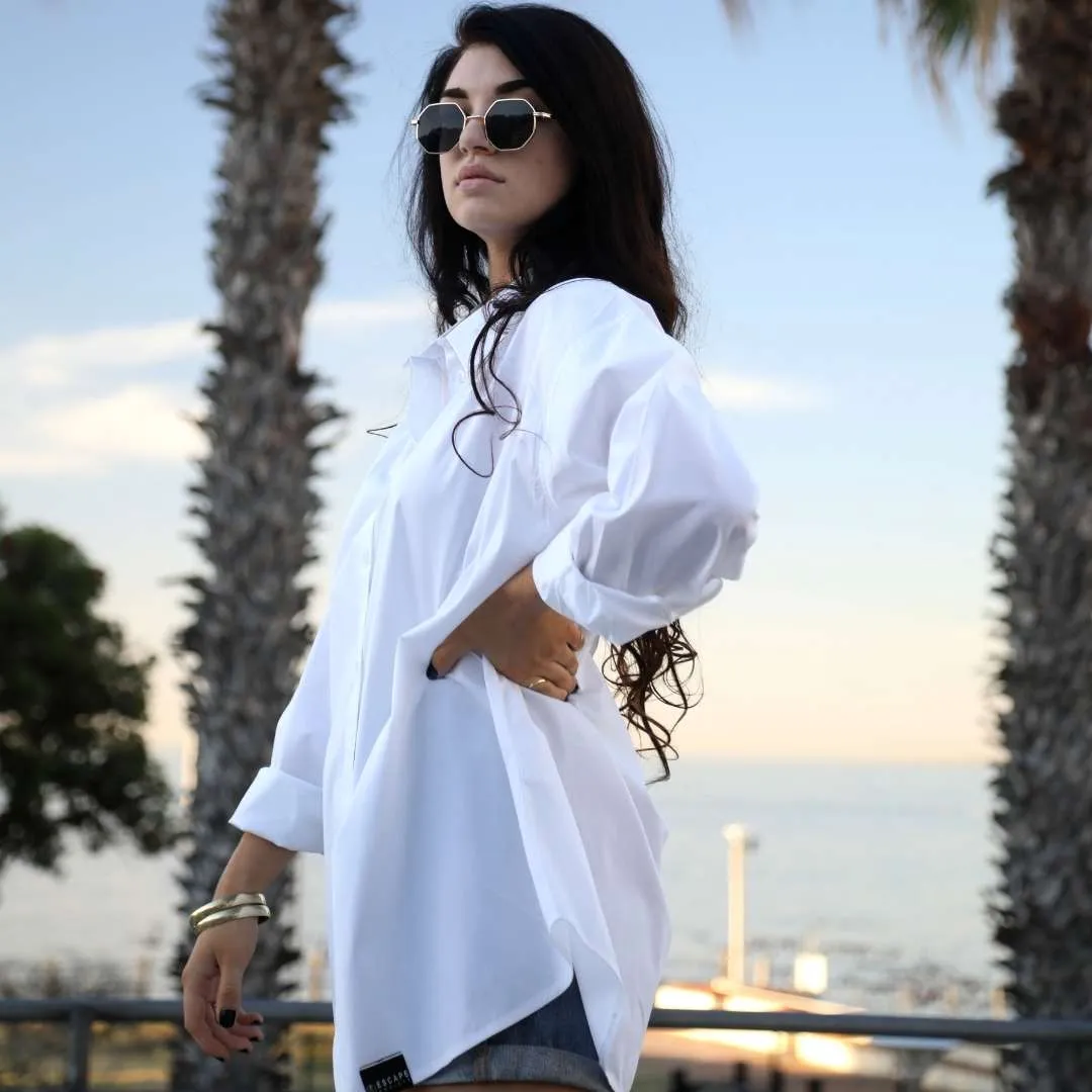 White  Cotton Stretch Tintswalo Oversized Shirt