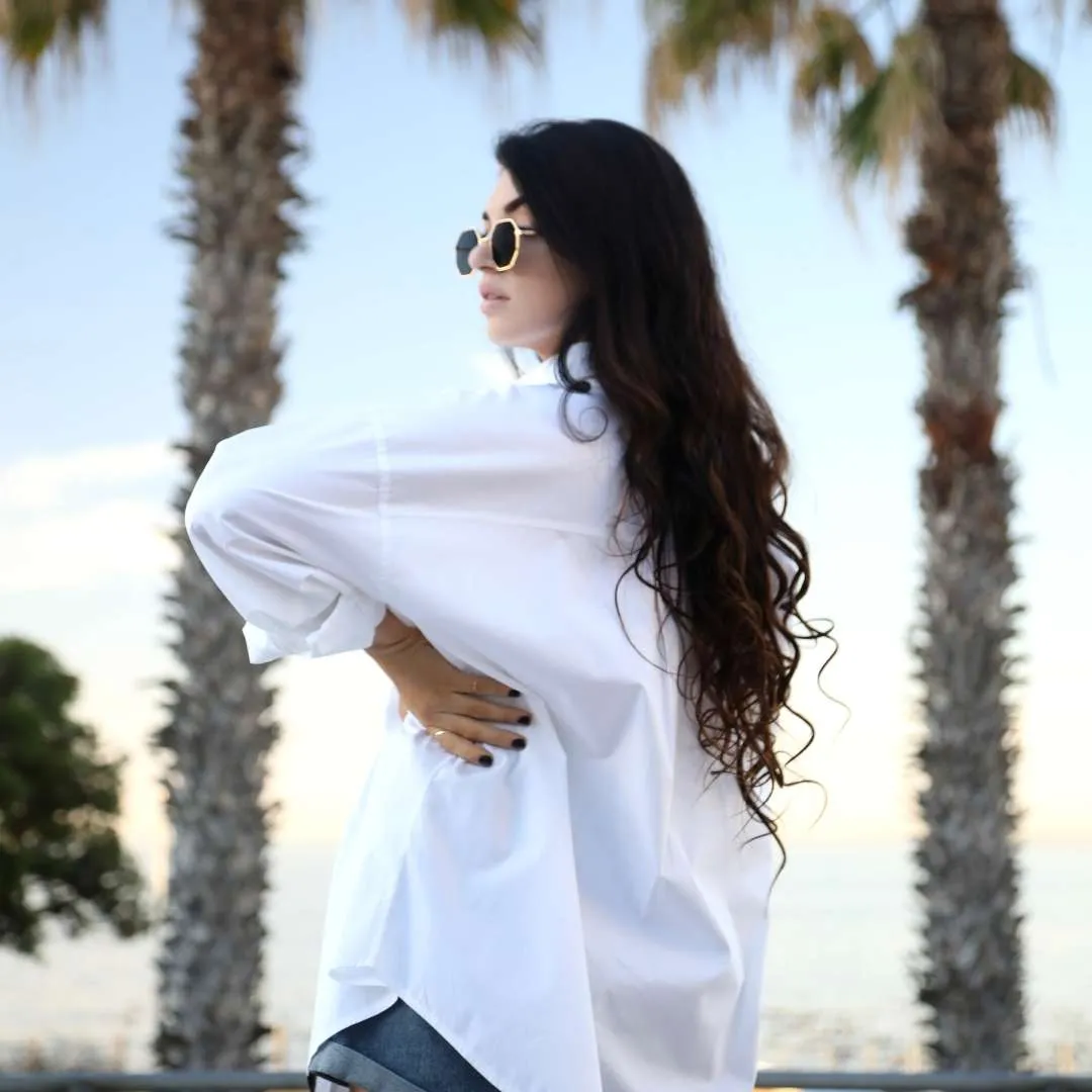 White  Cotton Stretch Tintswalo Oversized Shirt