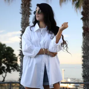 White  Cotton Stretch Tintswalo Oversized Shirt