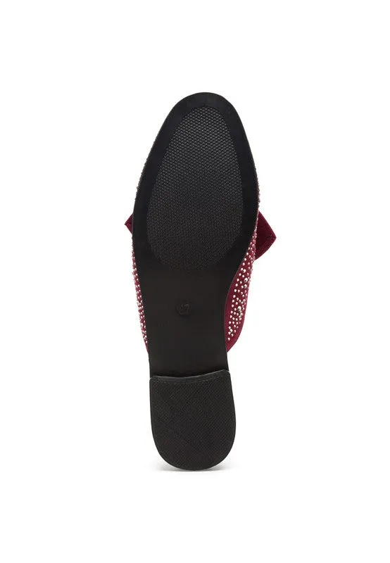 Whoopie Embellished Casual Bow Women's Mules in Faux Suede
