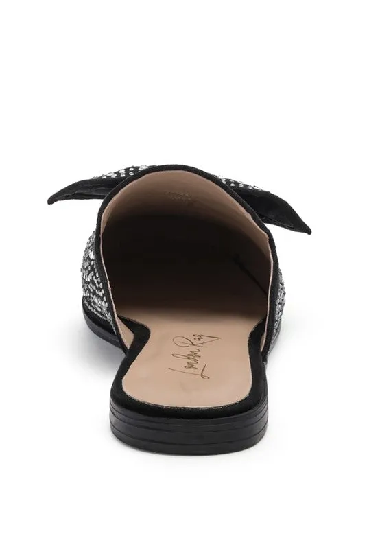 Whoopie Embellished Casual Bow Women's Mules in Faux Suede