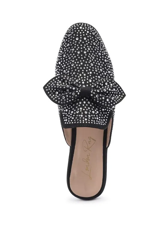 Whoopie Embellished Casual Bow Women's Mules in Faux Suede