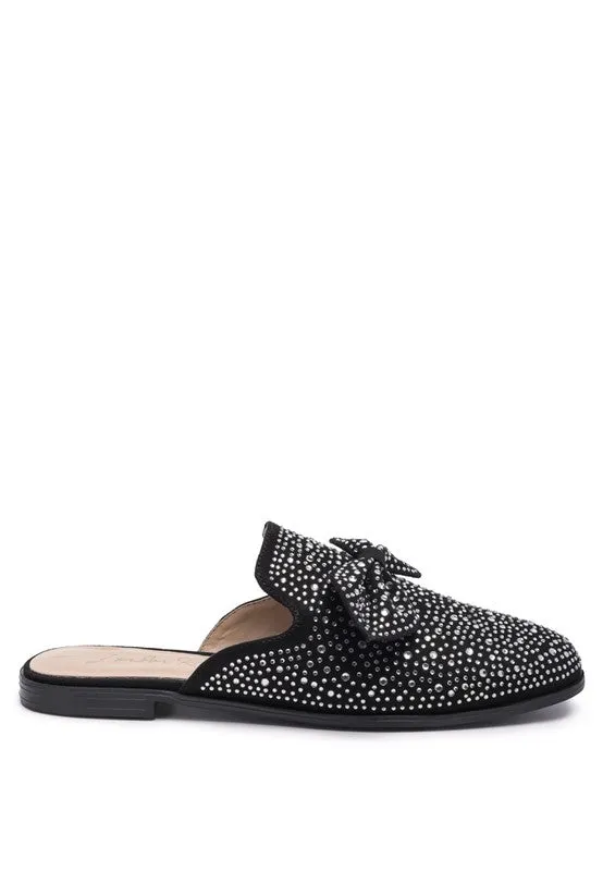 Whoopie Embellished Casual Bow Women's Mules in Faux Suede