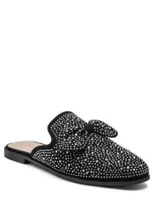 Whoopie Embellished Casual Bow Women's Mules in Faux Suede
