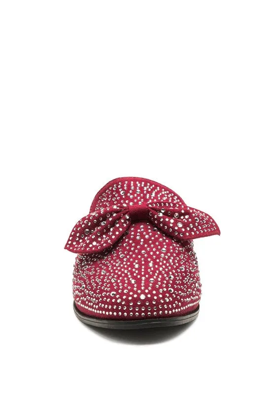 Whoopie Embellished Casual Bow Women's Mules in Faux Suede
