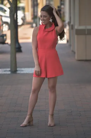 Wishful Hearts Romper in Poppy Red