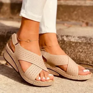 Women Peep Toe Shoes Woman Retro Thick bottom Sandals Platform Comfortable Sandals - WSD50215