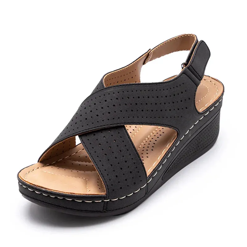 Women Peep Toe Shoes Woman Retro Thick bottom Sandals Platform Comfortable Sandals - WSD50215