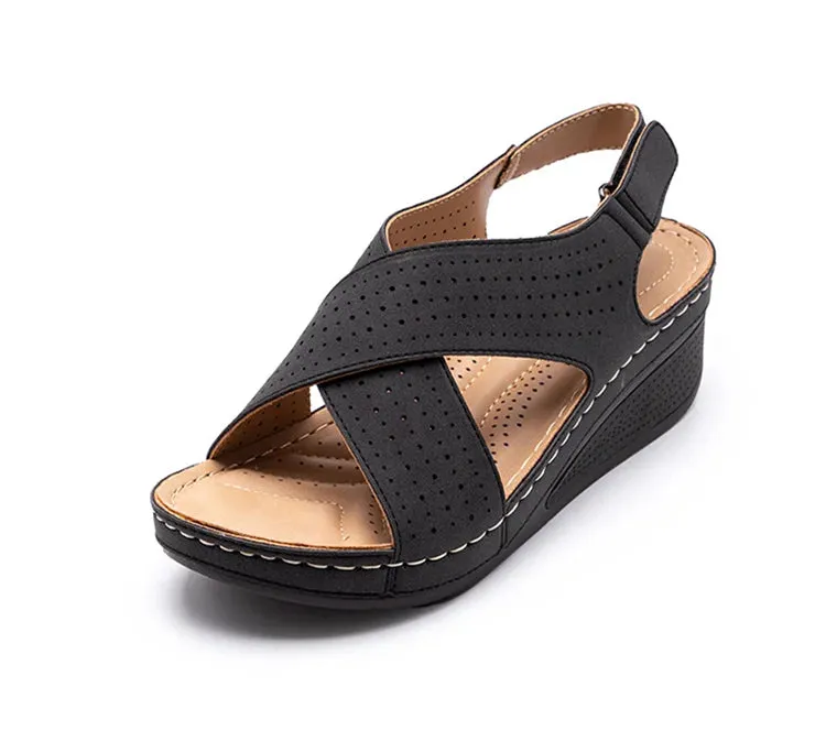 Women Peep Toe Shoes Woman Retro Thick bottom Sandals Platform Comfortable Sandals - WSD50215