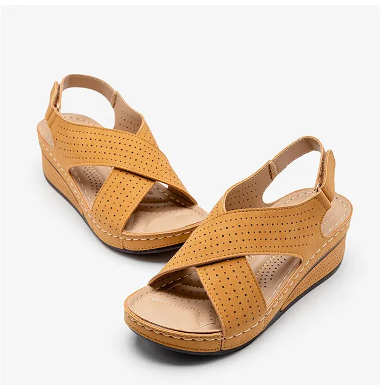 Women Peep Toe Shoes Woman Retro Thick bottom Sandals Platform Comfortable Sandals - WSD50215
