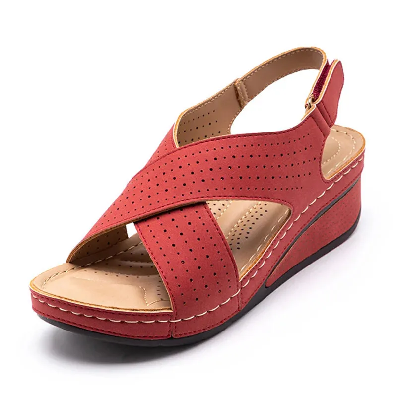 Women Peep Toe Shoes Woman Retro Thick bottom Sandals Platform Comfortable Sandals - WSD50215