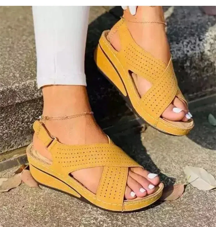 Women Peep Toe Shoes Woman Retro Thick bottom Sandals Platform Comfortable Sandals - WSD50215