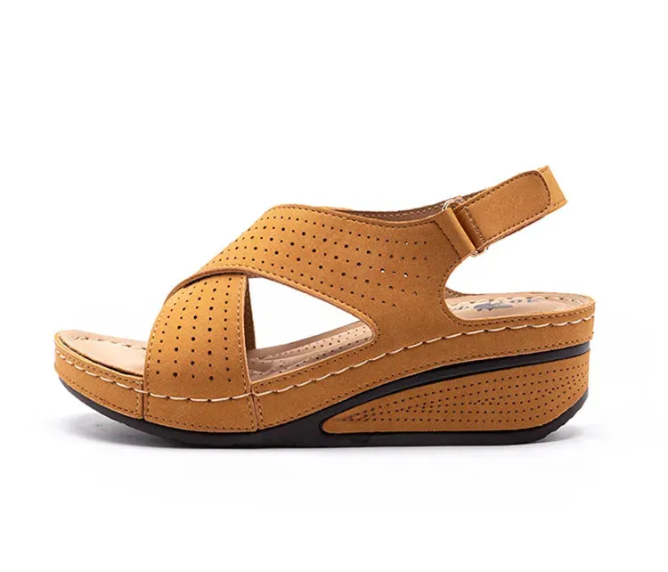 Women Peep Toe Shoes Woman Retro Thick bottom Sandals Platform Comfortable Sandals - WSD50215