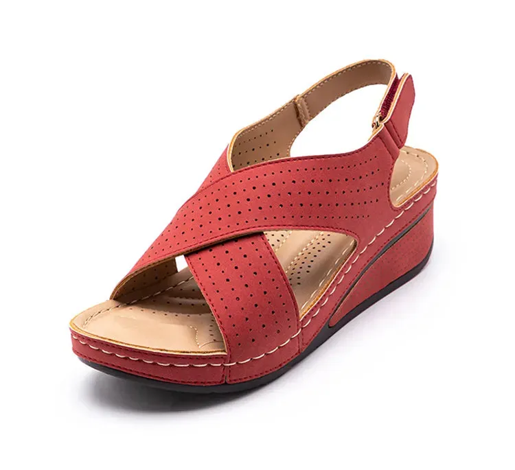 Women Peep Toe Shoes Woman Retro Thick bottom Sandals Platform Comfortable Sandals - WSD50215