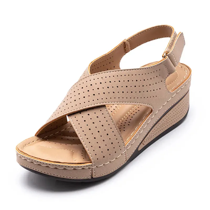 Women Peep Toe Shoes Woman Retro Thick bottom Sandals Platform Comfortable Sandals - WSD50215