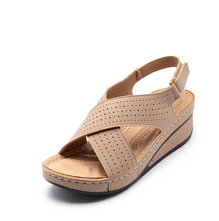 Women Peep Toe Shoes Woman Retro Thick bottom Sandals Platform Comfortable Sandals - WSD50215