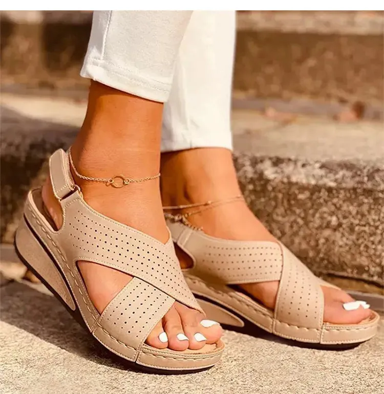 Women Peep Toe Shoes Woman Retro Thick bottom Sandals Platform Comfortable Sandals - WSD50215