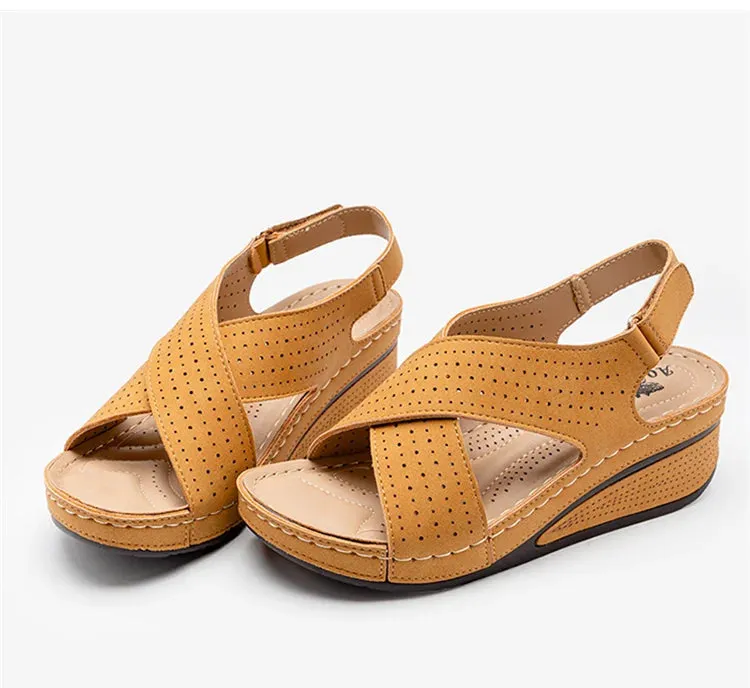 Women Peep Toe Shoes Woman Retro Thick bottom Sandals Platform Comfortable Sandals - WSD50215