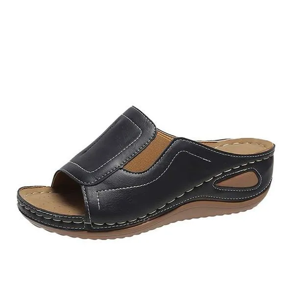 Women'S Comfortable Open Toe Wedge Slippers 61482623C