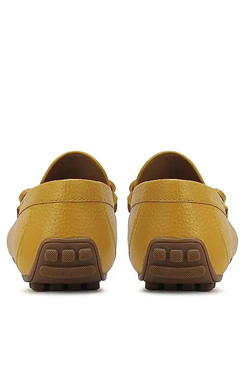 Yellow Leather Moccasins With Bow Detail