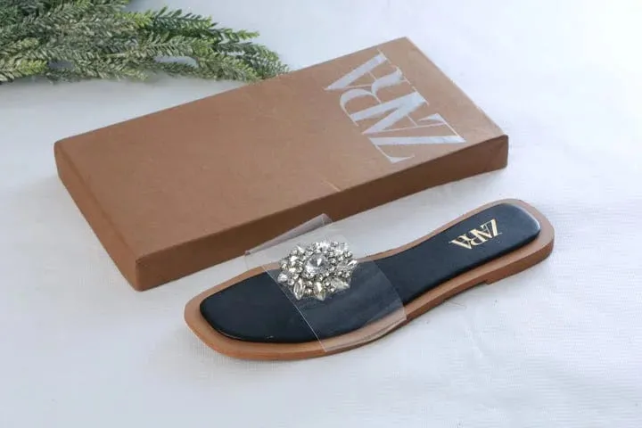 ZARA EMBELLISHED FLAT - BLACK